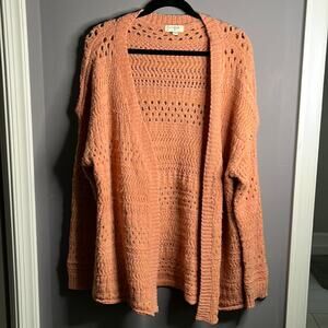 Umgee Peach Long Sleeve Open Cardigan Medium